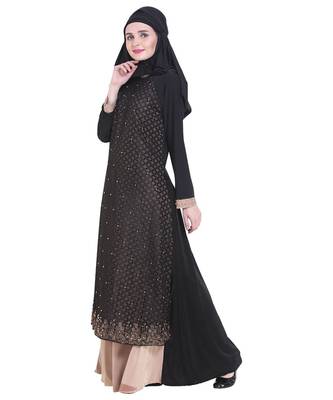 Black brasso polyester abaya 4