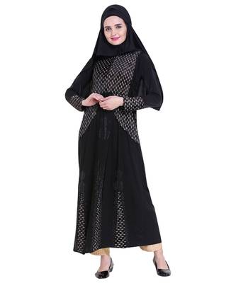 Black brasso polyester abaya 1