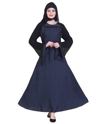 Blue brasso art silk abaya 1