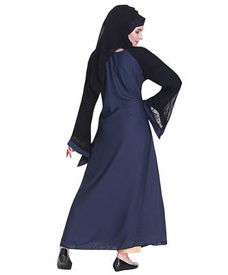 Blue brasso art silk abaya 2