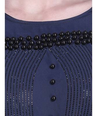 Blue brasso art silk abaya 5