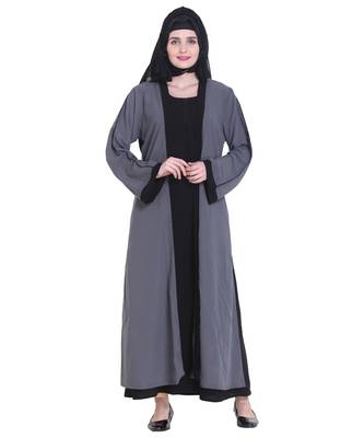 Grey plain georgette abaya 1