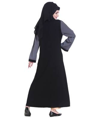 Grey plain georgette abaya 2
