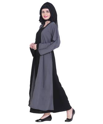 Grey plain georgette abaya 3