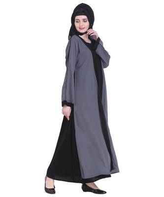 Grey plain georgette abaya 4