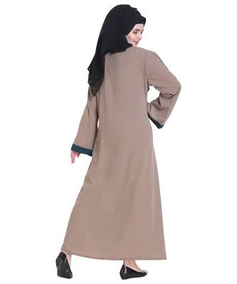 Beige plain georgette abaya 2