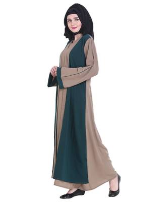 Beige plain georgette abaya 3