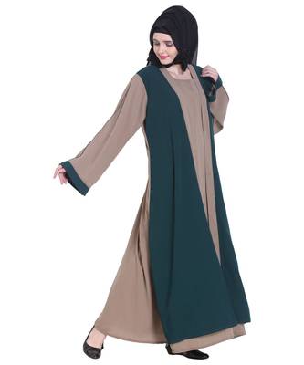 Beige plain georgette abaya 4