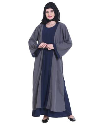Grey plain georgette abaya 1