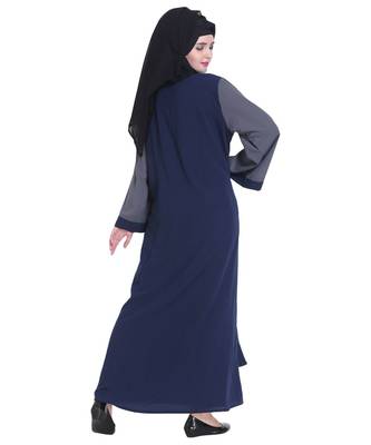 Grey plain georgette abaya 2
