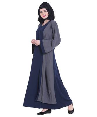 Grey plain georgette abaya 3