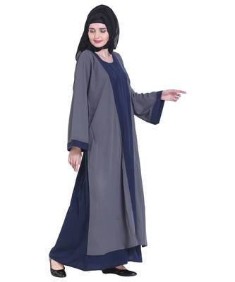 Grey plain georgette abaya 4