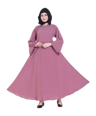 Pink plain georgette abaya 1
