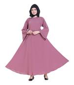 Pink plain georgette abaya