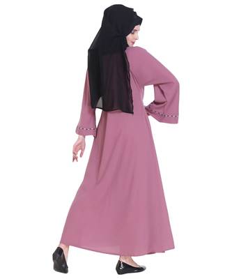 Pink plain georgette abaya 2
