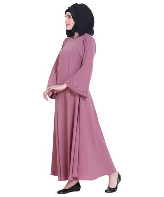 Pink plain georgette abaya 3