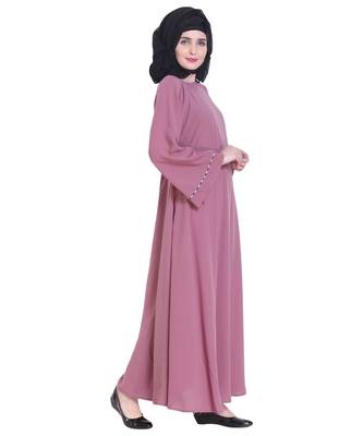 Pink plain georgette abaya 4