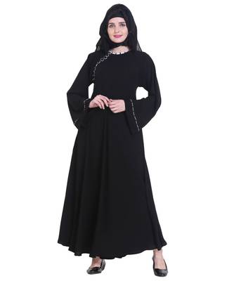 Black plain georgette abaya 1