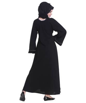 Black plain georgette abaya 2