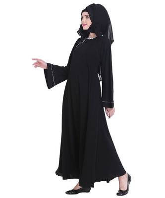Black plain georgette abaya 3