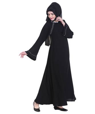 Black plain georgette abaya 4