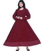 Maroon plain georgette abaya