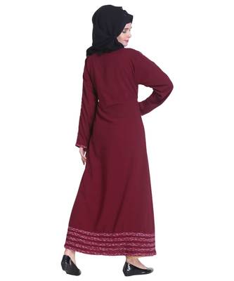 Maroon plain georgette abaya 2