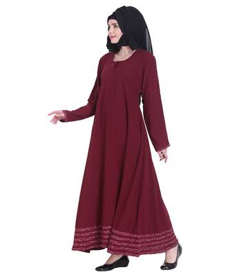 Maroon plain georgette abaya 3