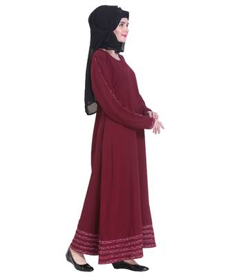 Maroon plain georgette abaya 4