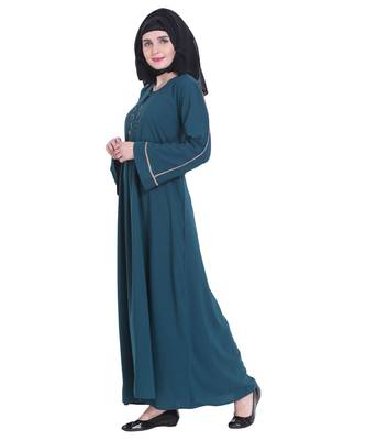 Blue plain georgette abaya 3