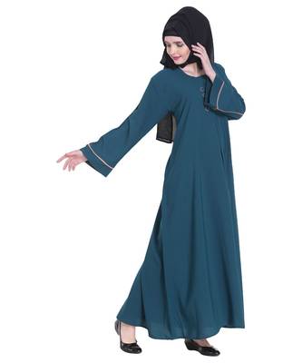 Blue plain georgette abaya 4