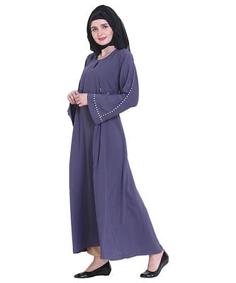Purple plain georgette abaya 3