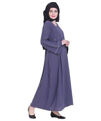 Purple plain georgette abaya 4