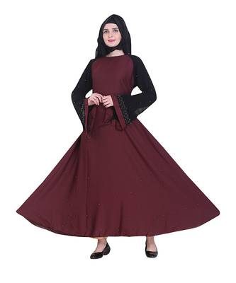 Maroon brasso art silk abaya 1