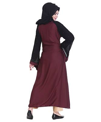 Maroon brasso art silk abaya 2
