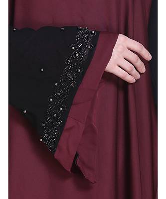 Maroon brasso art silk abaya 5