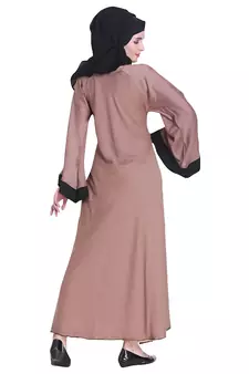 Beige plain art silk abaya