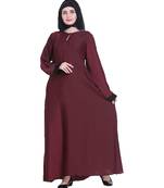 Maroon plain art silk abaya