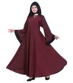 Maroon plain art silk abaya