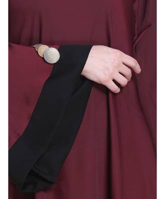 Maroon plain art silk abaya 5