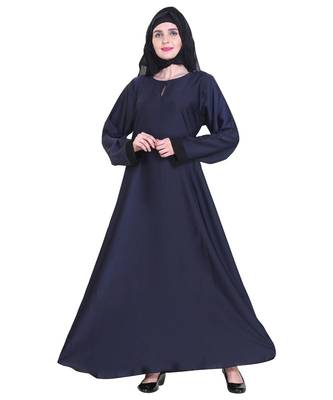 Blue plain art silk abaya 1