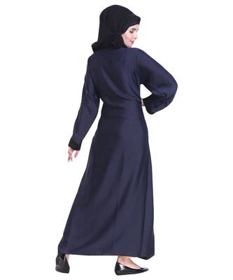 Blue plain art silk abaya 2