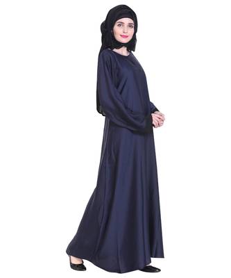 Blue plain art silk abaya 3