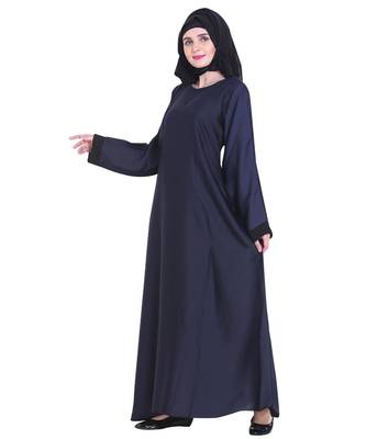 Blue plain art silk abaya 4