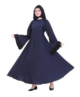 Blue plain art silk abaya 1