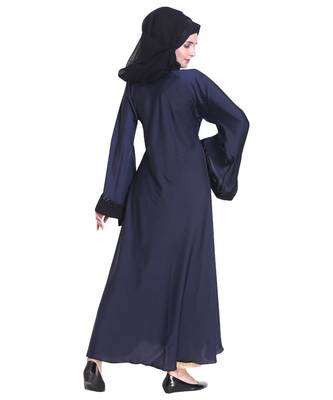 Blue plain art silk abaya 2