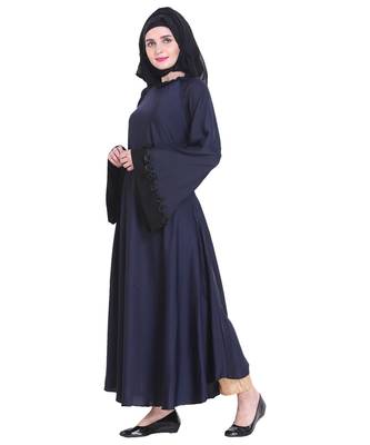 Blue plain art silk abaya 3