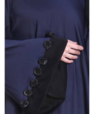 Blue plain art silk abaya 5