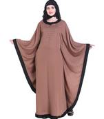 Beige plain art silk abaya