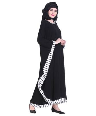 Black plain georgette abaya 3